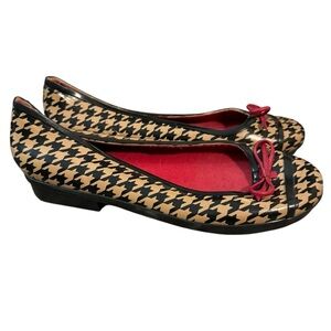 Kate spade rubber waterproof houndstooth bow ballet flats 6 vintage Y2K